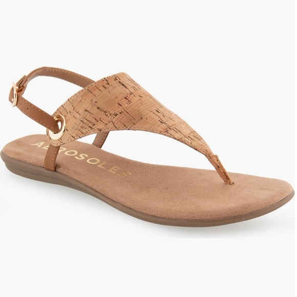 AEROSOLES Cork Brown Women's Sandals - Picture 1 of 4